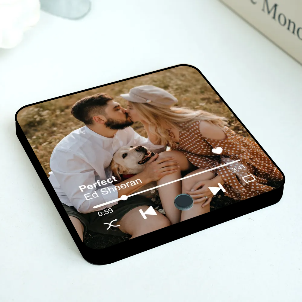 Custom Photo & Favorite Song - Couple Personalized Music Fridge Magnet - Anniversary & Valentine's Gift for Her/Him, Husband/Wife, Couples
