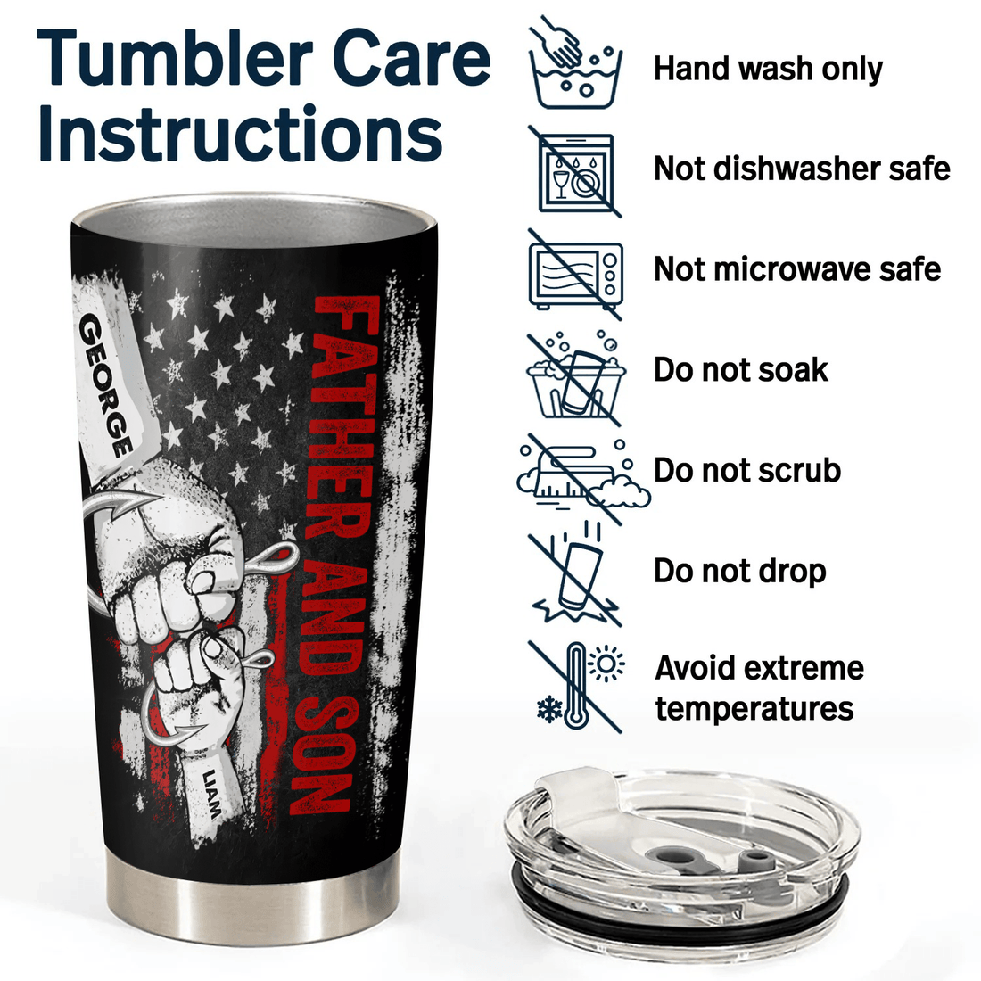 Personalized We Hooked The Best Dad 20oz tumbler, alternate view 3
