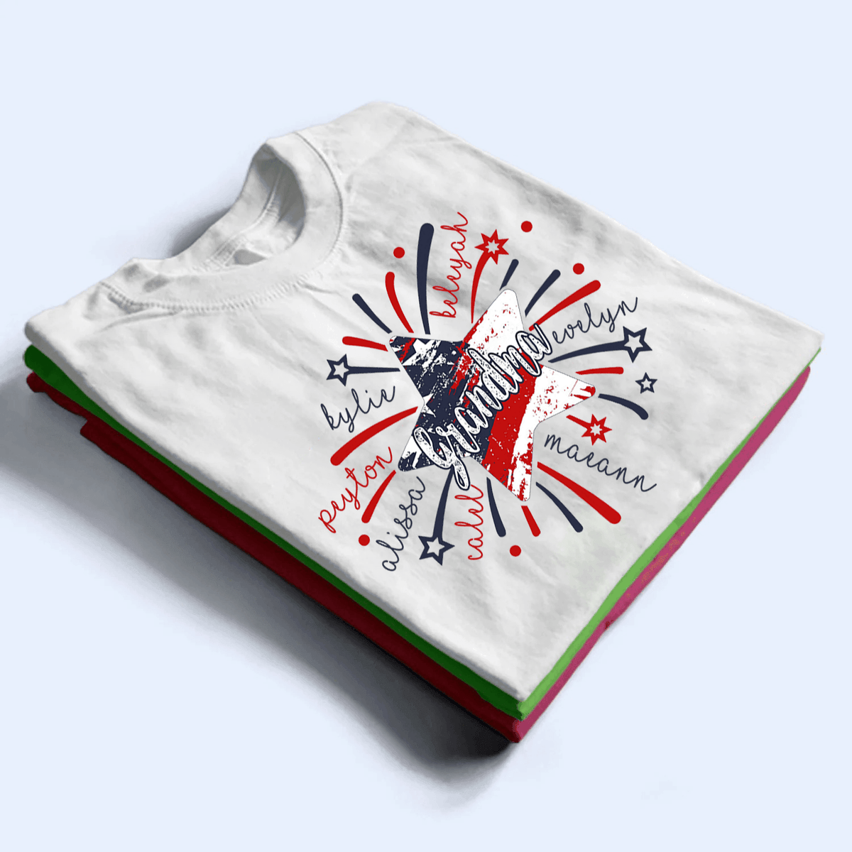 4th of July Firework America Flag - Personalized Custom T Shirt - Birthday, Loving, Funny Gift for Grandma/Nana/Mimi, Mom, Wife, Grandparent - Suzitee Store