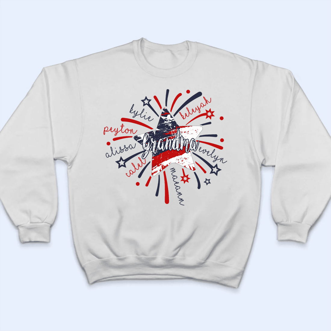 4th of July Firework America Flag - Personalized Custom T Shirt - Birthday, Loving, Funny Gift for Grandma/Nana/Mimi, Mom, Wife, Grandparent - Suzitee Store