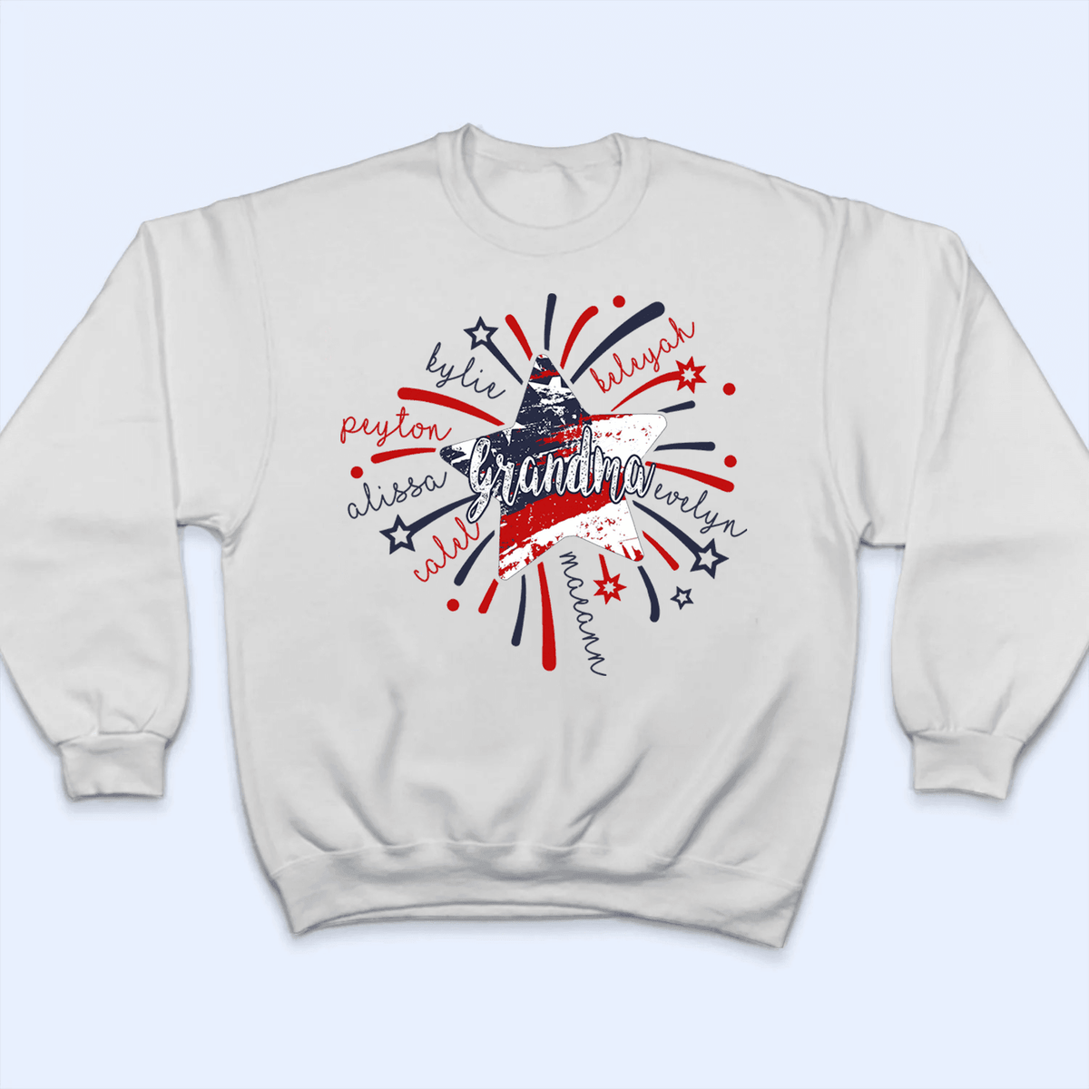 4th of July Firework America Flag - Personalized Custom T Shirt - Birthday, Loving, Funny Gift for Grandma/Nana/Mimi, Mom, Wife, Grandparent - Suzitee Store
