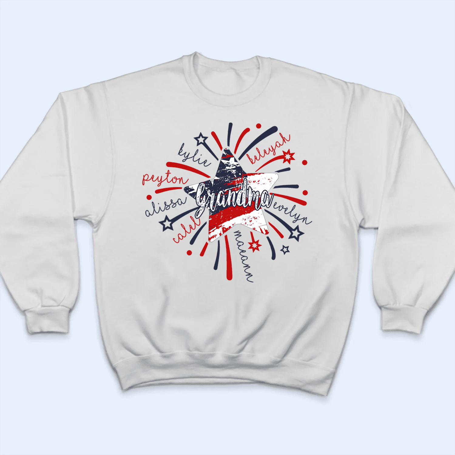 4th of July Firework America Flag - Personalized Custom T Shirt - Birthday, Loving, Funny Gift for Grandma/Nana/Mimi, Mom, Wife, Grandparent - Suzitee Store