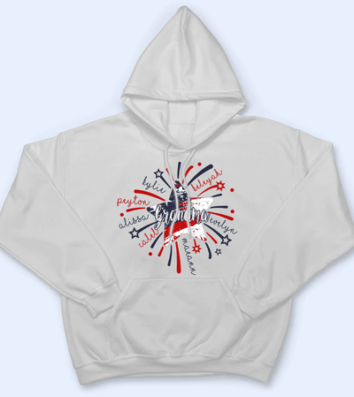 4th of July Firework America Flag - Personalized Custom T Shirt - Birthday, Loving, Funny Gift for Grandma/Nana/Mimi, Mom, Wife, Grandparent - Suzitee Store