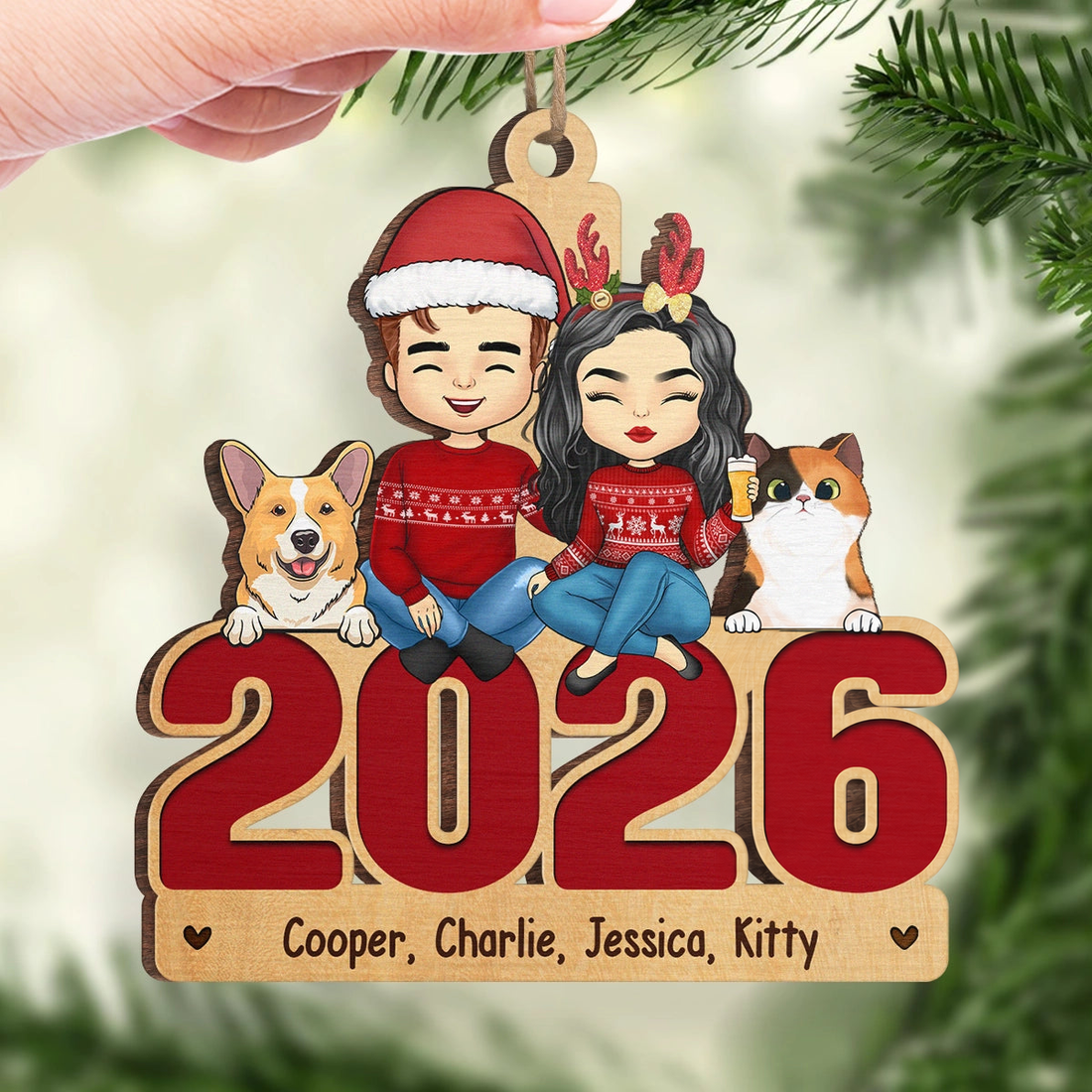 Happy Howlidays With All Our Love custom shaped acrylic ornament, alternate view 3