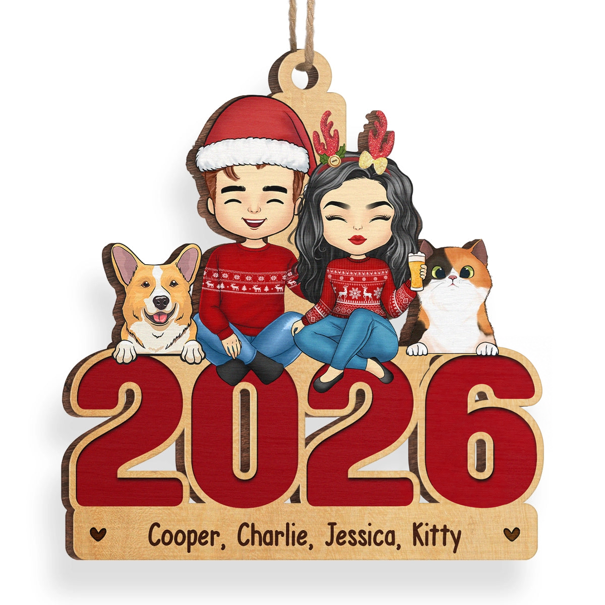 Happy Howlidays With All Our Love - Dog & Cat - Personalized Custom Shaped Ornament - Christmas Gift For Family, Pet Owners, Pet Lovers