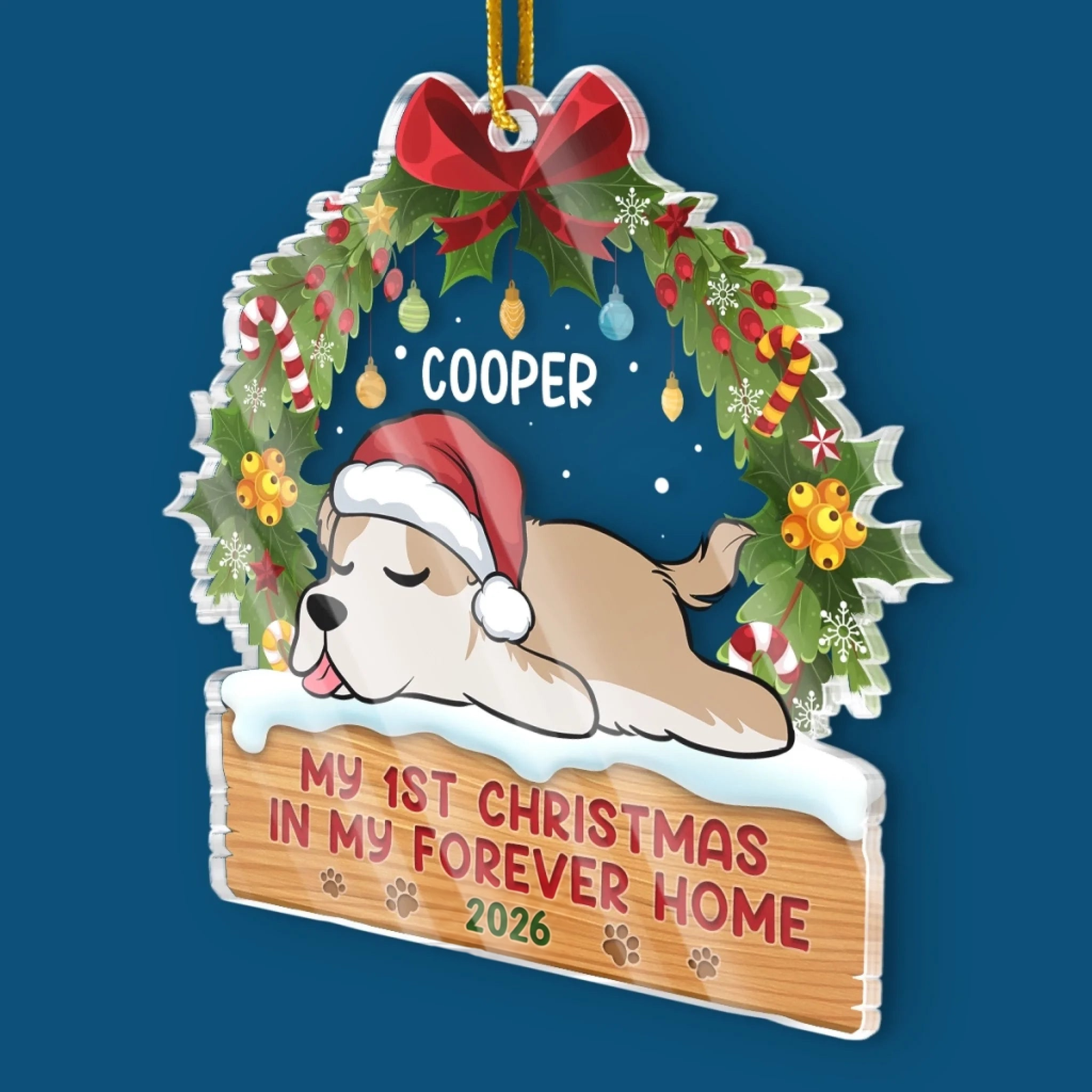 First Paws Under The Tree Dog & Cat - Personalized Custom Shaped Acrylic Ornament - Christmas Gift For Dog Lovers, Cat Lovers