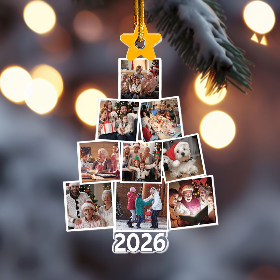Custom Photo Family Tree Christmas personalized custom shaped acrylic ornament, alternate view 2