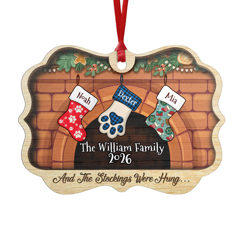 Personalized Christmas Stockings Hanging medallion ornament, alternate view 2
