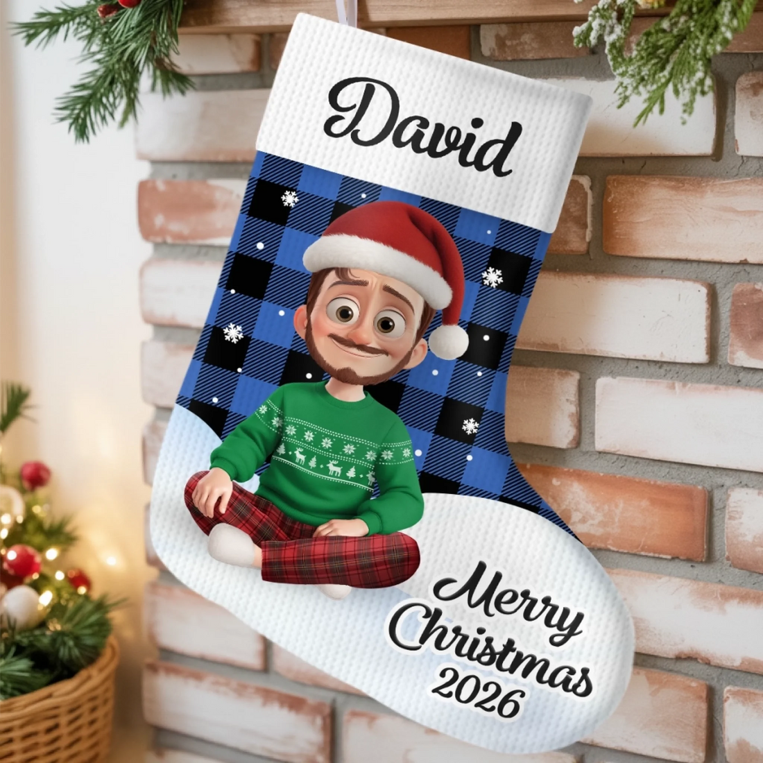 Personalized Santa’s Favorites, All Lined Up Christmas stocking, alternate view 2