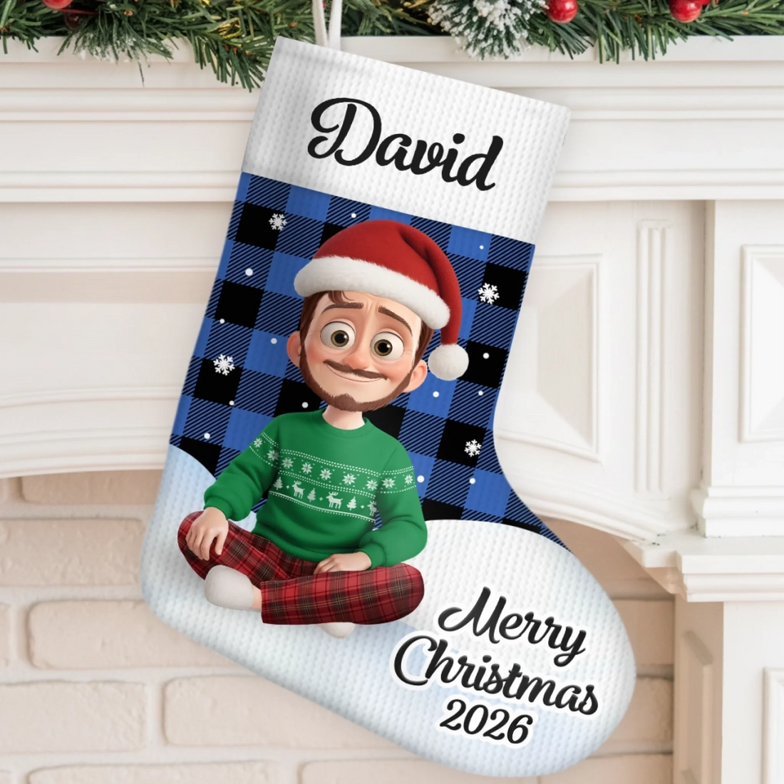 Personalized Santa’s Favorites, All Lined Up Christmas stocking, alternate view 3