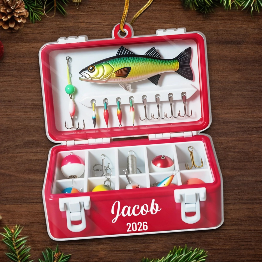 The Best Catch Of The Season Fishing Christmas personalized custom shaped acrylic ornament, alternate view 4