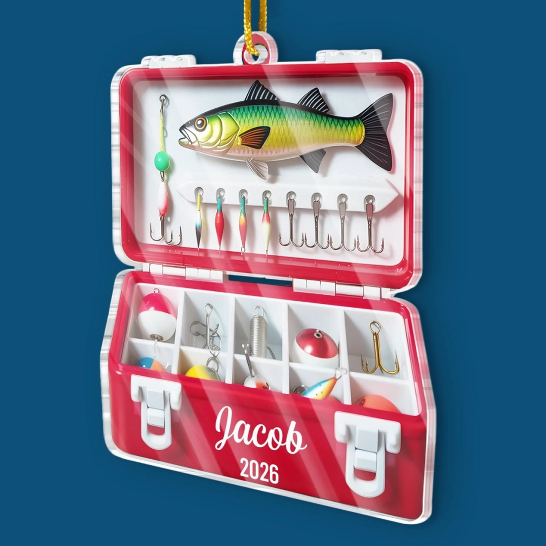 The Best Catch Of The Season Fishing Christmas personalized custom shaped acrylic ornament, alternate view 5