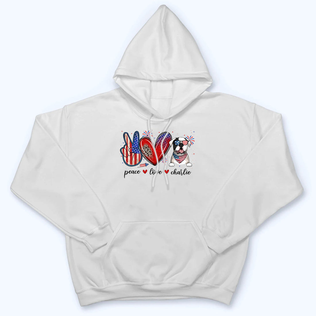Peace Love Dogs USA Flag Pattern personalized t-shirt, alternate view 5