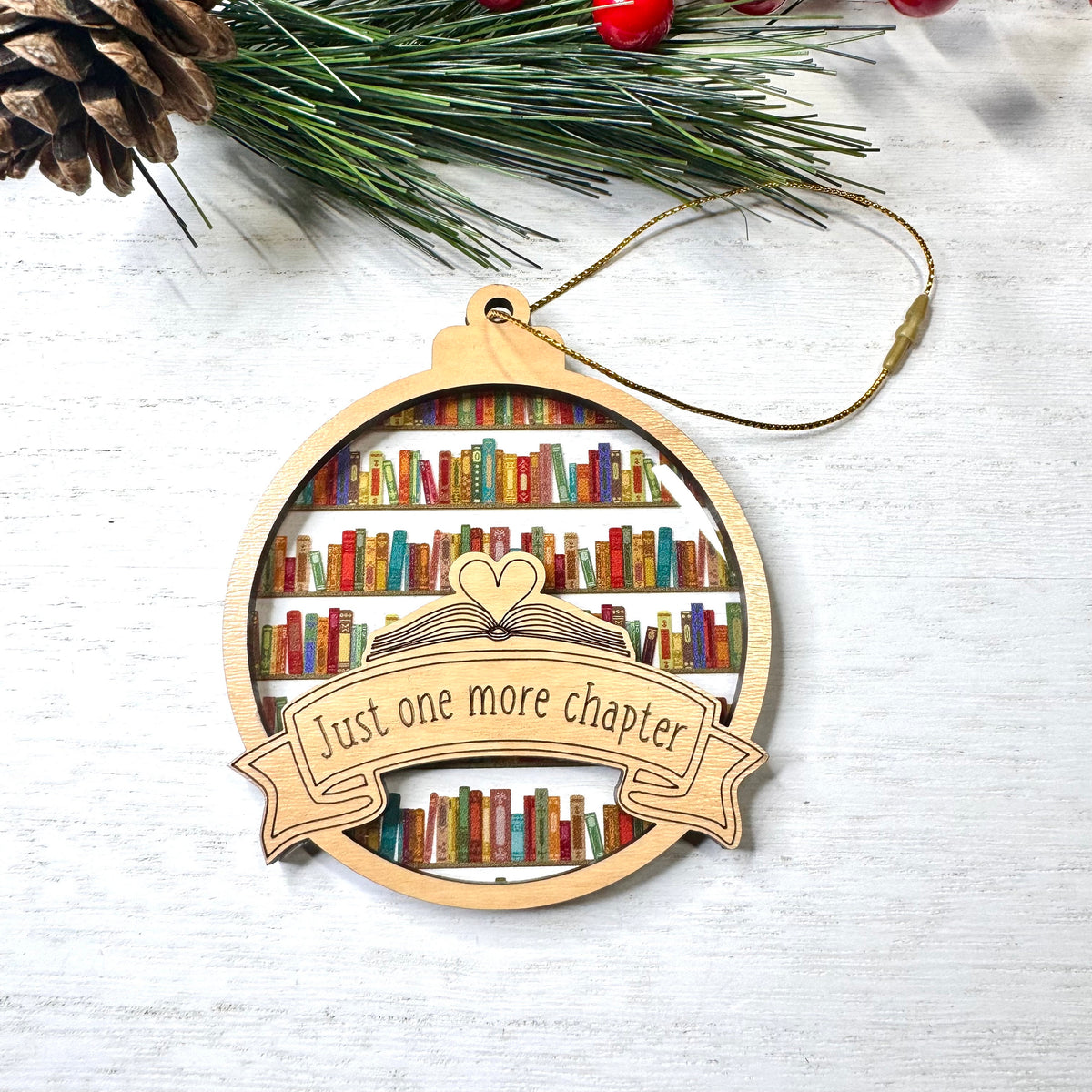 Just One More Chapter Book Lovers - Personalized Window Hanging Suncatcher Ornament - Christmas Gift For Book Lovers, Bookworms, Readers