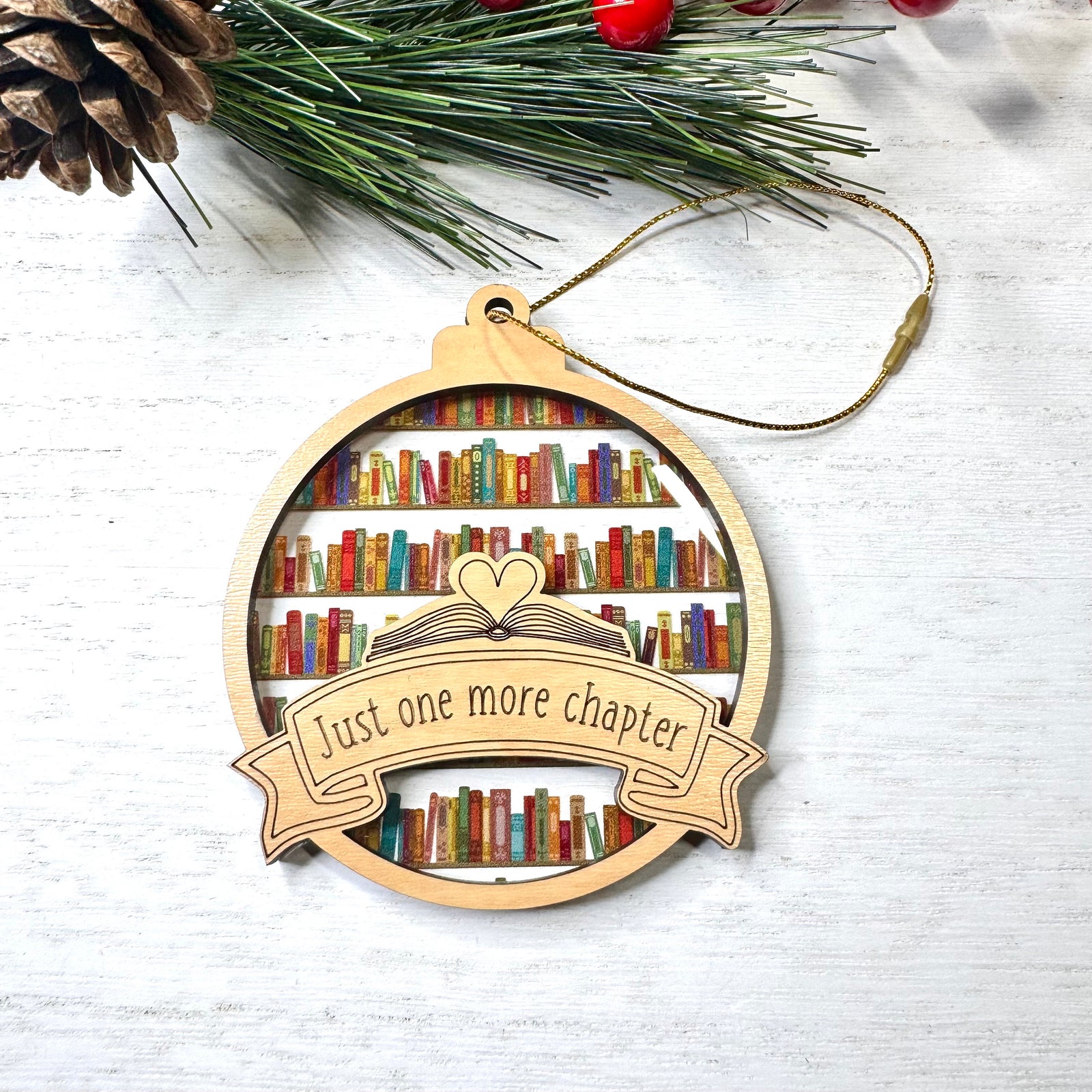 Just One More Chapter Book Lovers - Personalized Window Hanging Suncatcher Ornament - Christmas Gift For Book Lovers, Bookworms, Readers