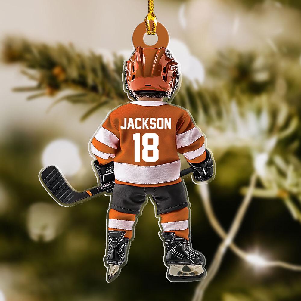 Ice Hockey Christmas custom shaped acrylic ornament, alternate view 4