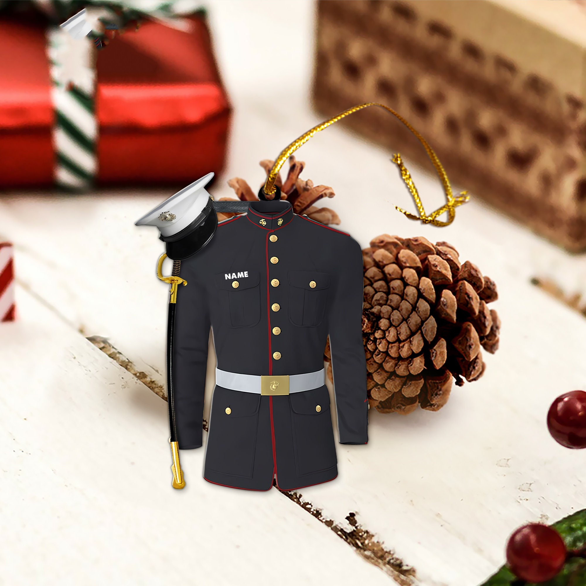 Marine Uniform Ornament - Personalized Custom Shaped Acrylic Ornament - Christmas Gift For Military, Army Dad, Husband 3