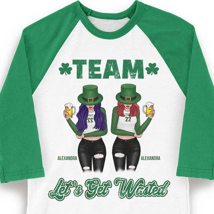 Personalized Let's Get Wasted on Saint Patrick's Day raglan, alternate view 3