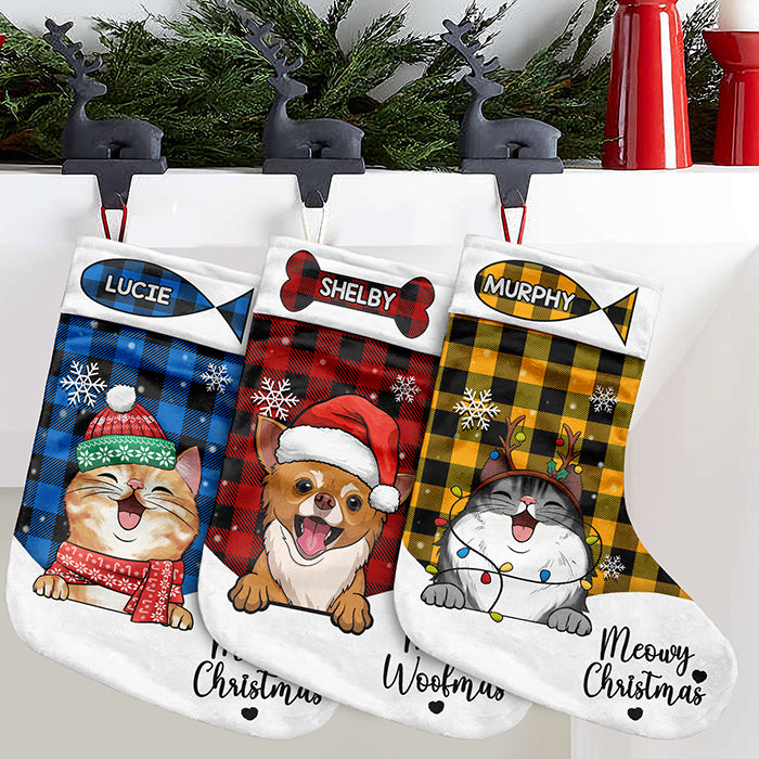 Meowy Christmas & Merry Woofmas - Personalized Custom Christmas Stocking - Gift For Dog Lovers & Cat Lovers