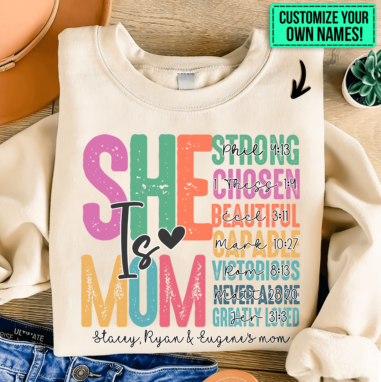 She is Mom, Bible Verse | Personalized Gift For Mom, Mother, Grandma, Grandmother, Mother's Day, Valentine's Day Family