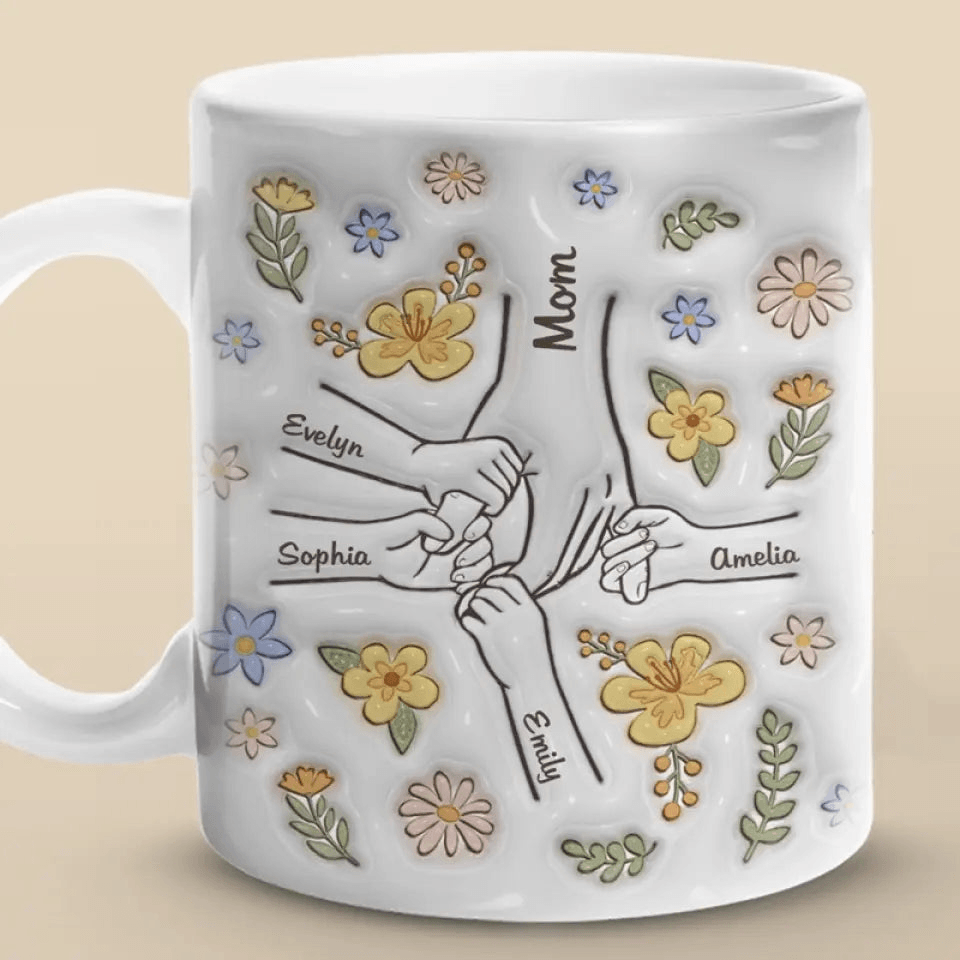 You Hold Our Hands, Also Our Hearts - Personalized 3D Inflated Effect Printed Mug - Gift for Mom, Wife, Grandma, Mother's Day - Suzitee Store
