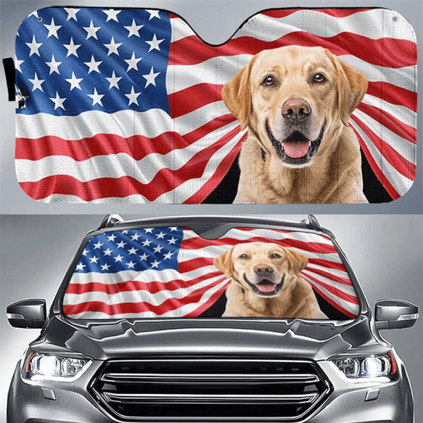 Custom Auto Windshield Sunshade, Car Window Protector - Personalized Photo Gift for Dog & Cat Lover, Pet Owner, 4th of July, Independence Day, Summer