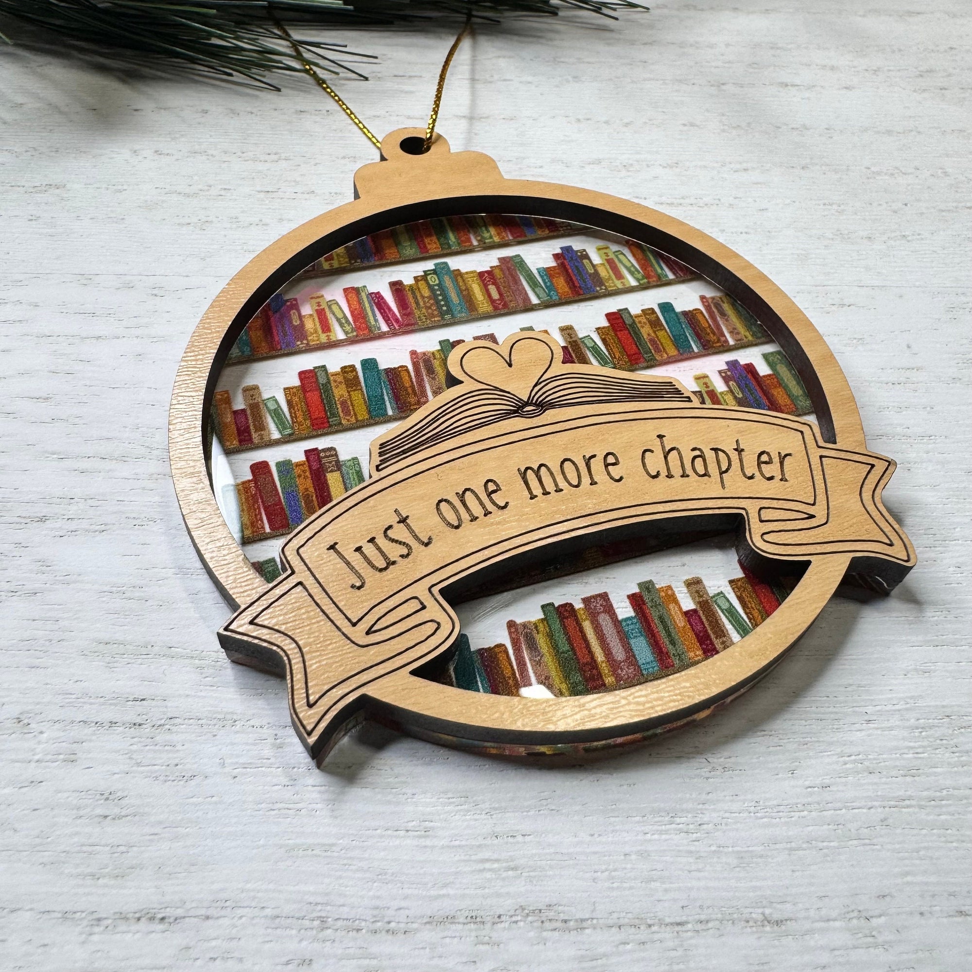 Just One More Chapter Book Lovers - Personalized Window Hanging Suncatcher Ornament - Christmas Gift For Book Lovers, Bookworms, Readers