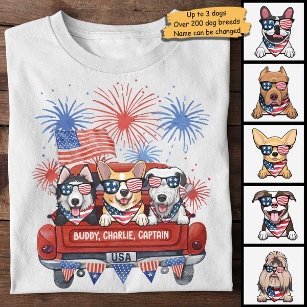 Independence Day Fireworks Dogs - Personalized Custom T Shirt - 4th Of July Gift For Dog Mom, Dog Dad, Dog Lovers