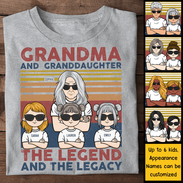 The Legend And The Legacy - Grandma & Grandkids - Personalized Custom T Shirt - Mother's Day, Valentines, Birthday, Loving, Funny Gift for Grandma/Nana/Mimi, Mom, Wife, Grandparent, Aunt, Auntie
