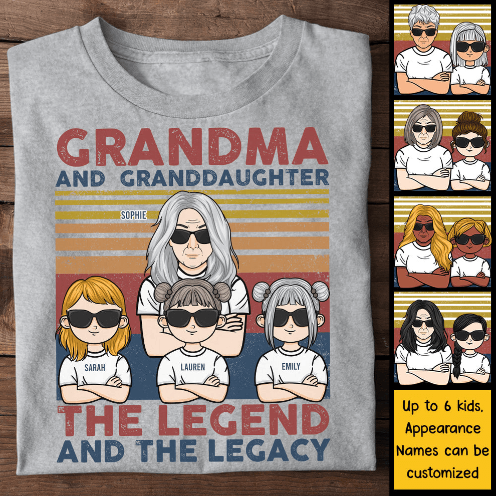 The Legend And The Legacy - Grandma &amp; Grandkids - Personalized Custom T Shirt - Mother's Day, Valentines, Birthday, Loving, Funny Gift for Grandma/Nana/Mimi, Mom, Wife, Grandparent, Aunt, Auntie - Suzitee Store