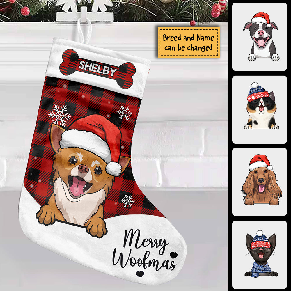 Meowy Christmas & Merry Woofmas - Personalized Custom Christmas Stocking - Gift For Dog Lovers & Cat Lovers