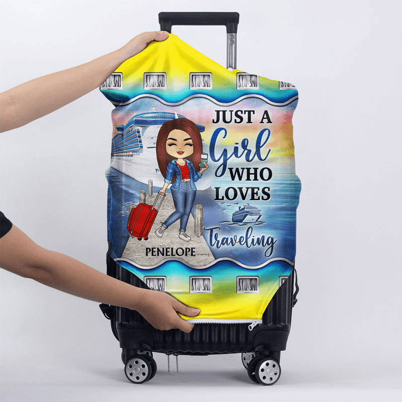 Just A Girl Boy Who Loves Cruising - Personalized Custom Luggage Cover - Gift For Traveling Lovers