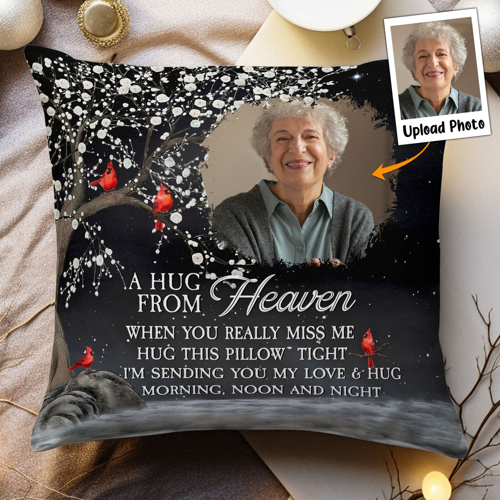 Custom Photo Memorial A Hug From Heaven - Personalized Custom Pillow - Memorial Gift For Family, Siblings, Friends