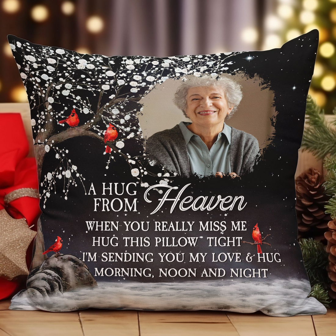 Custom Photo Memorial A Hug From Heaven personalized pillow, alternate view 3