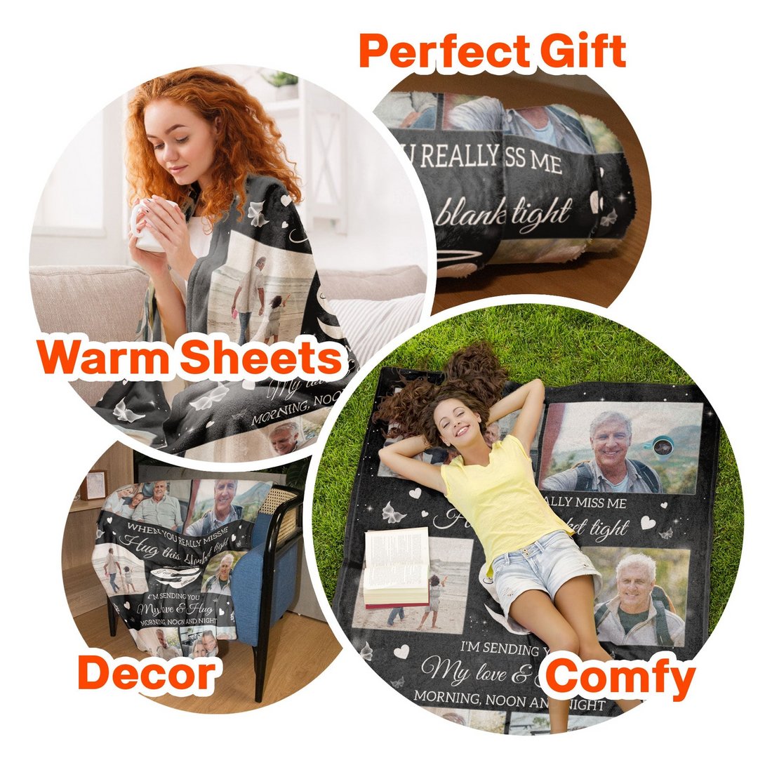 Personalized A Hug From Heaven Memorial Gift fleece blanket, held up in a bright room
