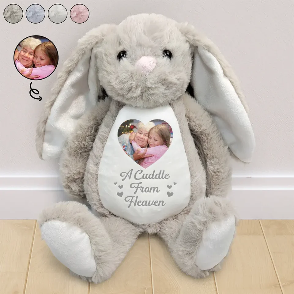 A Cuddle From Heaven Memorial - Personalized Stuffed Bunny - Memorial, Sympathy Gift For Family Members