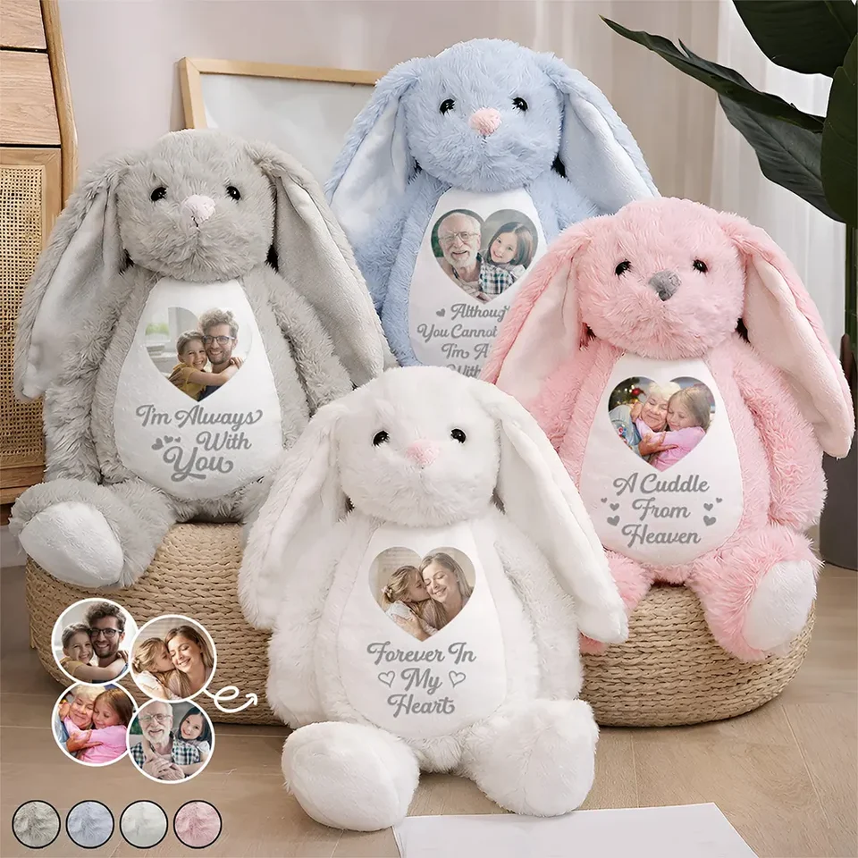 A Cuddle From Heaven Memorial - Personalized Stuffed Bunny - Memorial, Sympathy Gift For Family Members