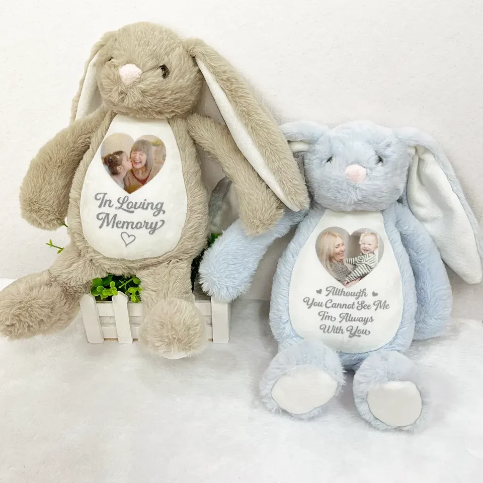 A Cuddle From Heaven Memorial - Personalized Stuffed Bunny - Memorial, Sympathy Gift For Family Members