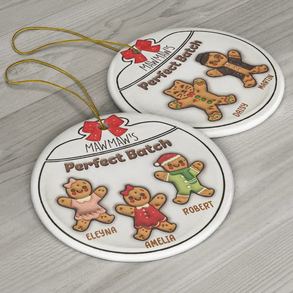 Gingerbread Cookies Grandma Grandpa Perfect Patch - Personalized Custom 3D Inflated Effect Ceramic Ornament - Gift For Mom, Dad, Grandparents