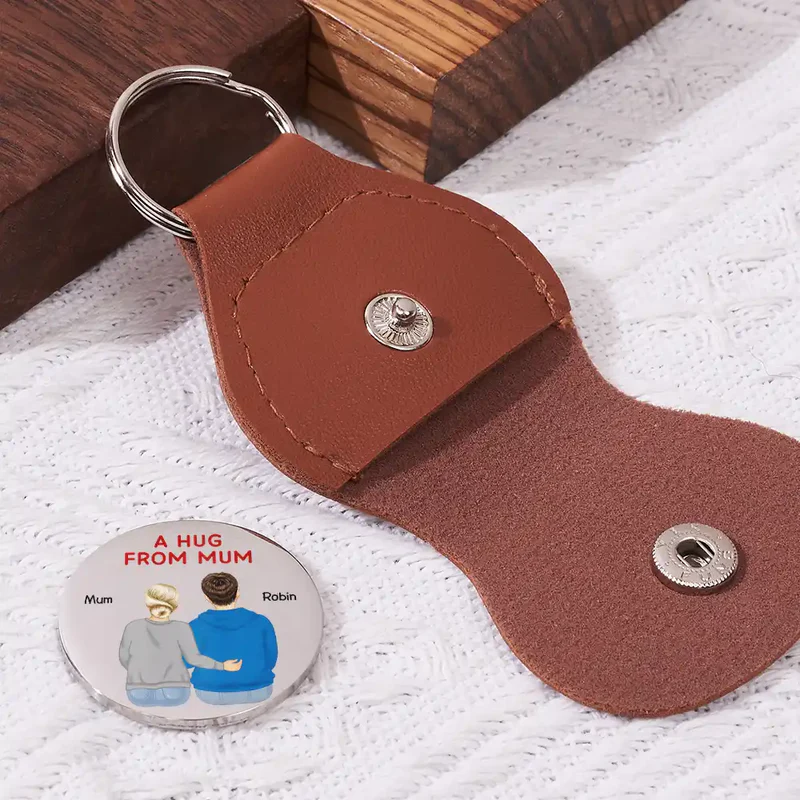 A Hug From Mom - Personalized Leather Pocket Hug - Gift From Mom To Daughter/Son