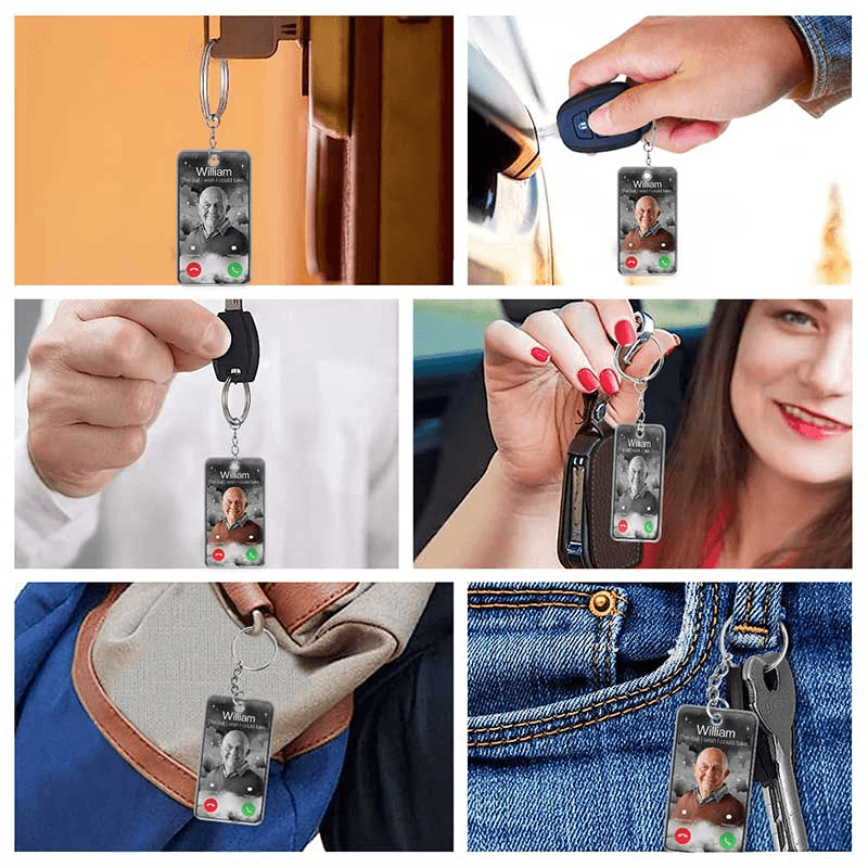 Custom Photo The Call I Wish I Could Take - Personalized Acrylic Keychain -Memorial Sympathy Gift for Family Members Grandma, Grandpa, Dad, Mom
