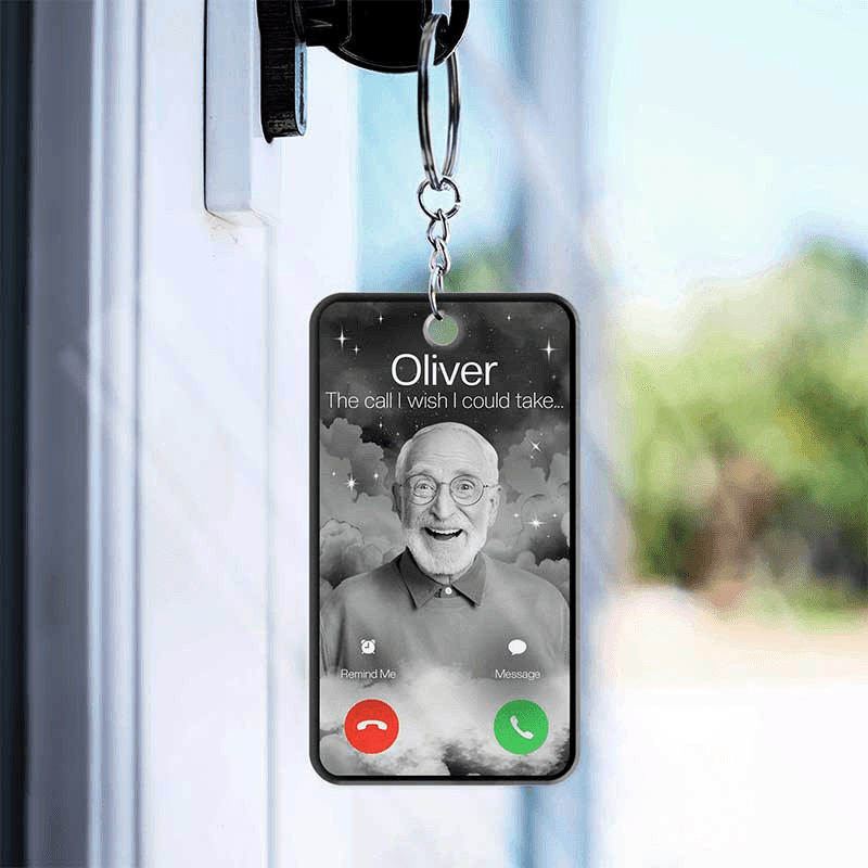 Custom Photo The Call I Wish I Could Take - Personalized Acrylic Keychain -Memorial Sympathy Gift for Family Members Grandma, Grandpa, Dad, Mom