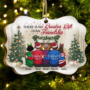 Best Friends There Is No Greater Gift Than Friendship - Personalized Medallion Wooden Ornament - Christmas Gift for Him/Her, Besties, Friends, Sister/Brother