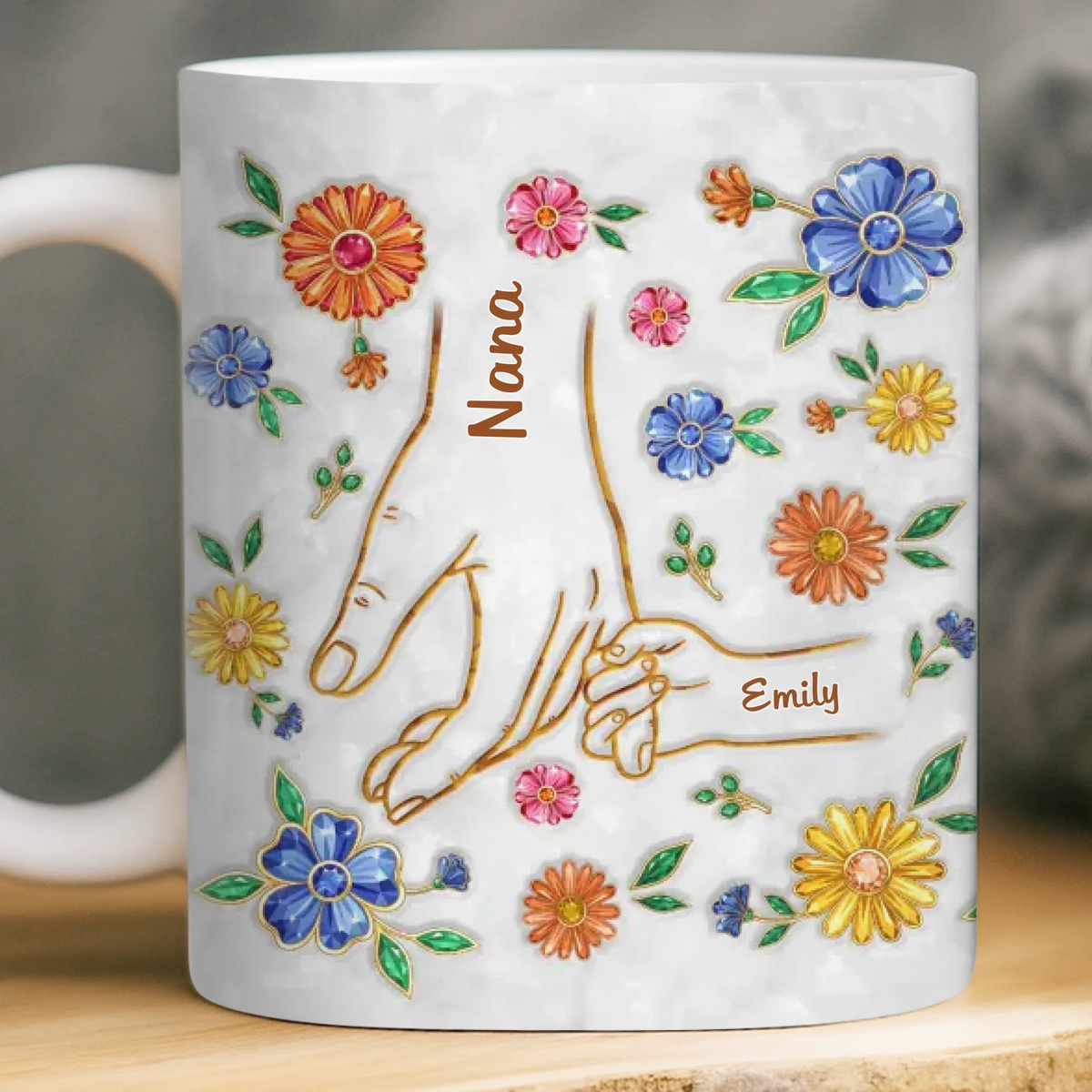 A Mother’s Loving Hands - Personalized 3D Inflated Effect Printed Mug - Mother's Day Gift For Mom, Grandma