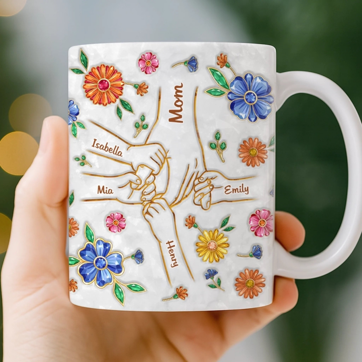A Mother’s Loving Hands - Personalized 3D Inflated Effect Printed Mug - Mother's Day Gift For Mom, Grandma