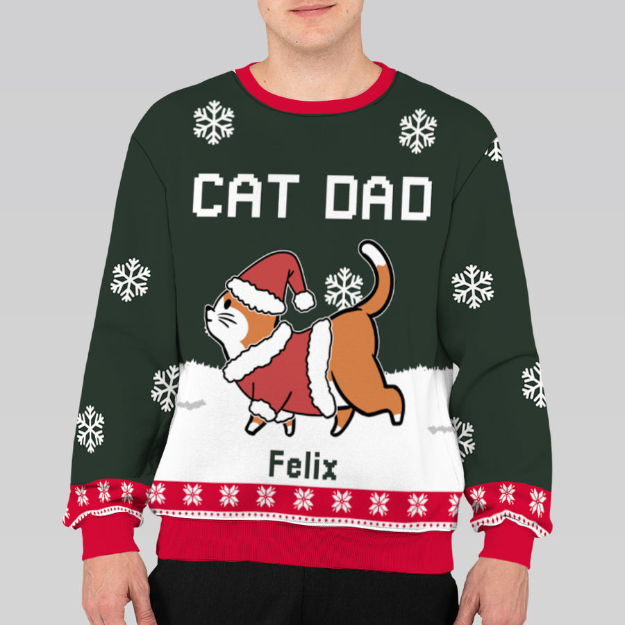 Cat Dad/Mom Winter - Custom Ugly Sweater - Personalized Christmas Gifts For Cat Owners & Lovers, Cat Mum, Cat Brother, Cat Sister | Sweatshirt