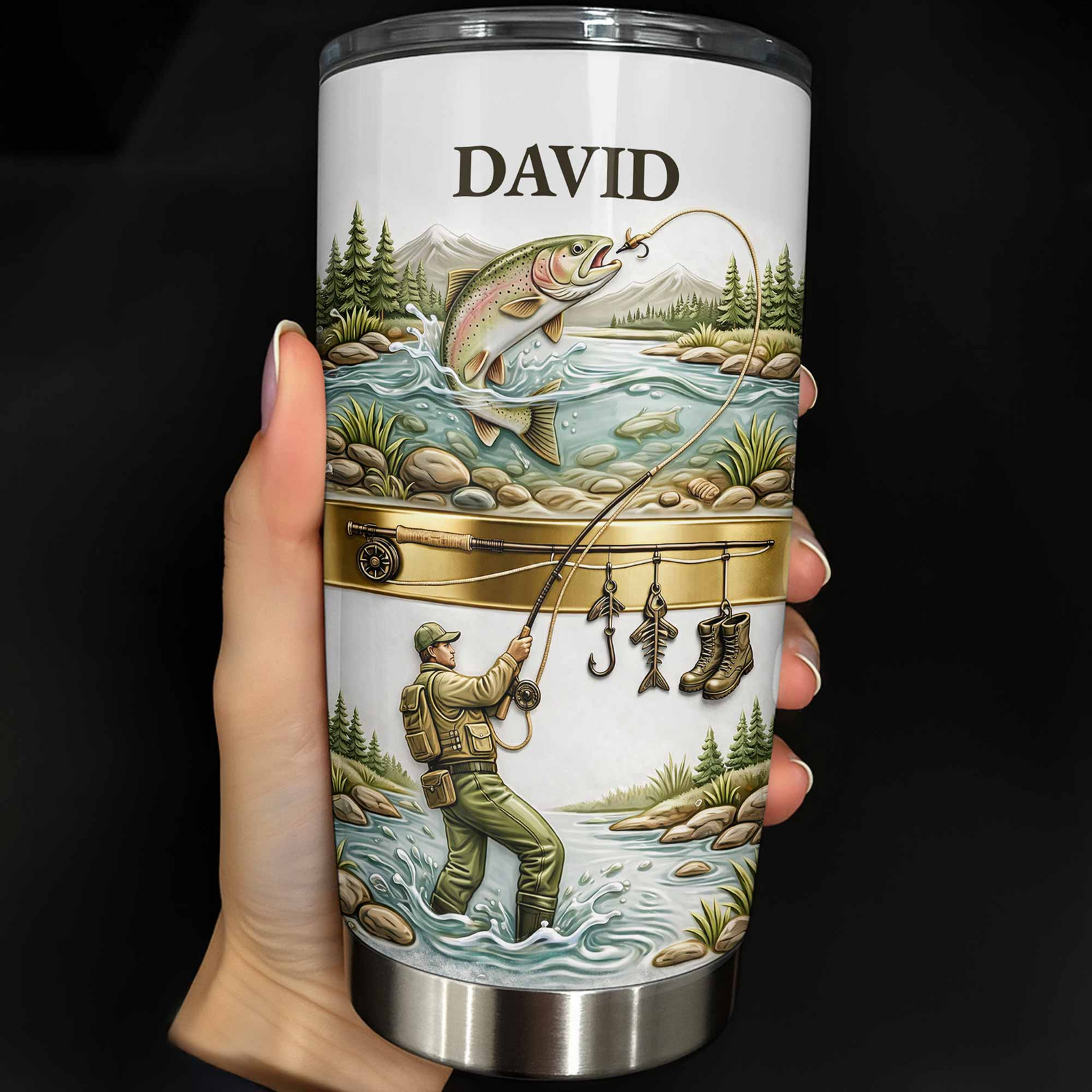 A Peaceful Day On The River Fishing - Personalized Custom 20oz Fat Tumbler Cup - Gifts for Fisherman, Fishing Lovers