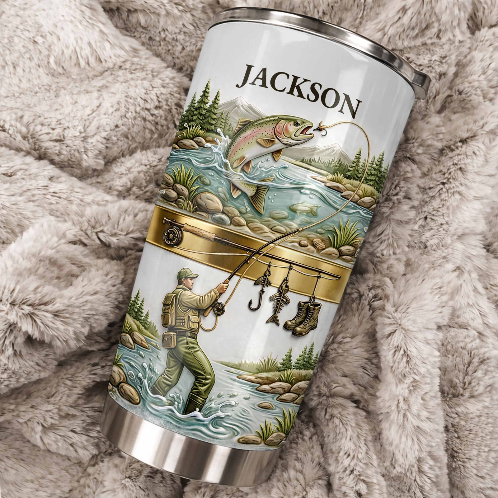 A Peaceful Day On The River Fishing - Personalized Custom 20oz Fat Tumbler Cup - Gifts for Fisherman, Fishing Lovers