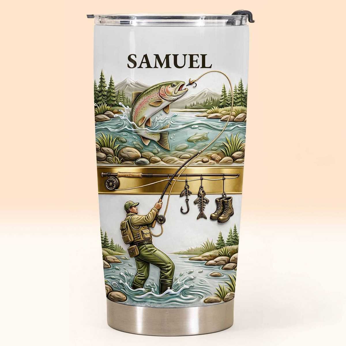 A Peaceful Day On The River Fishing - Personalized Custom 20oz Fat Tumbler Cup - Gifts for Fisherman, Fishing Lovers