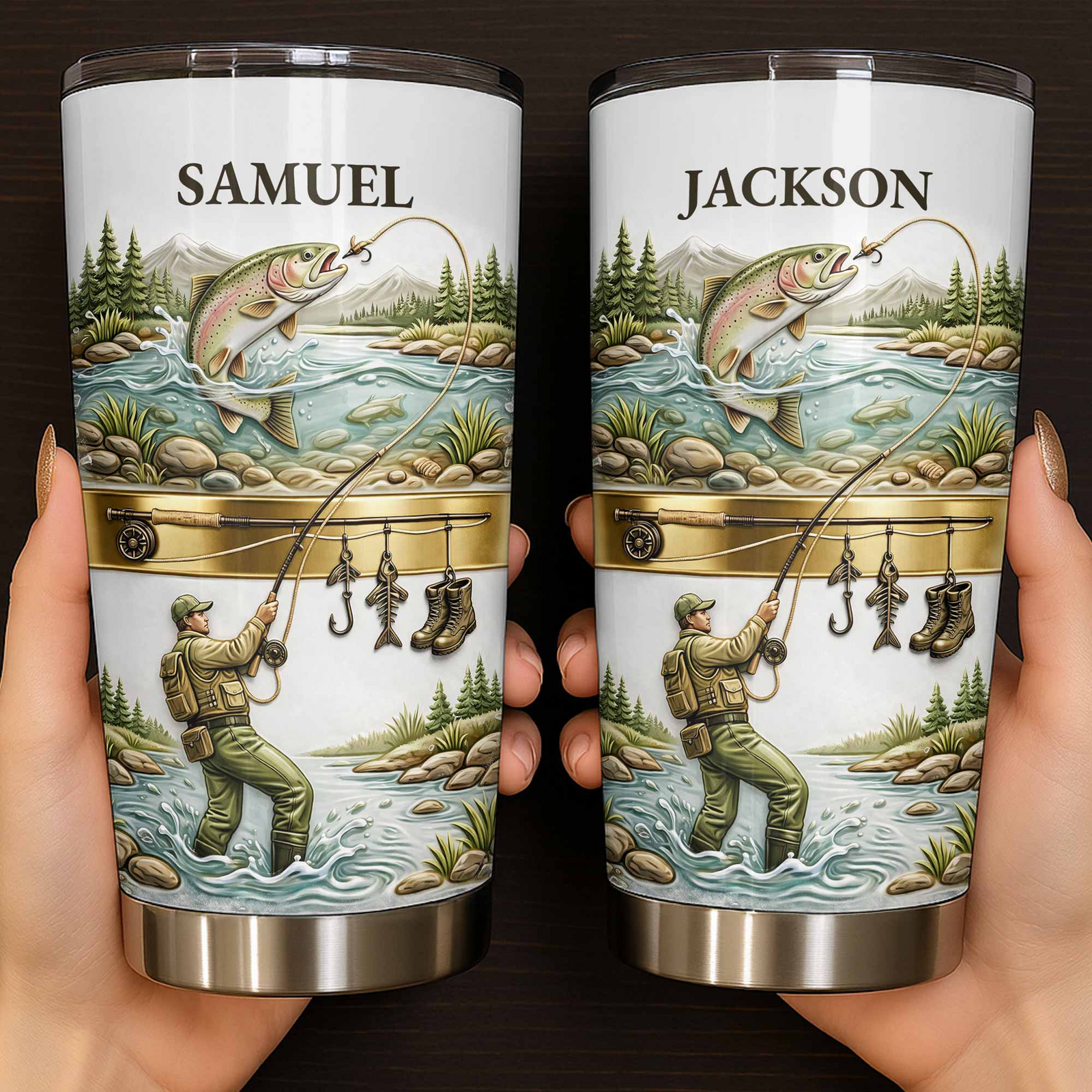 A Peaceful Day On The River Fishing - Personalized Custom 20oz Fat Tumbler Cup - Gifts for Fisherman, Fishing Lovers